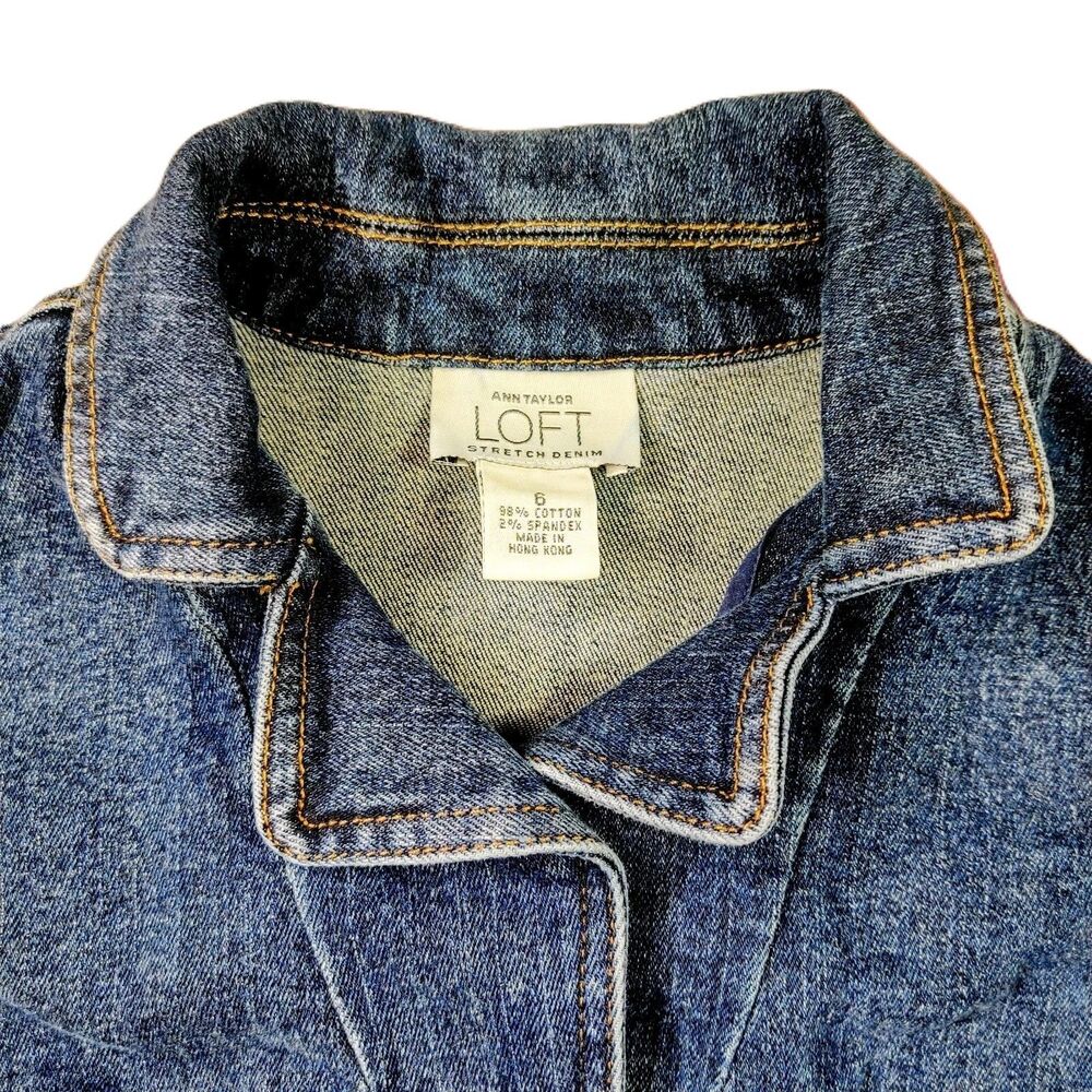Ann Taylor LOFT Women’s Stretch Denim Jacket Size 6 Blue Jean Button Front - Picture 3 of 7